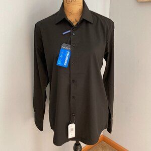 NWT Nautica Black Shirt Men Size M Slim Fit 15-15 1/2, 32/33